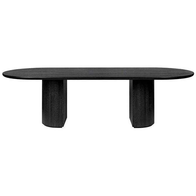 Modern Oval Double Pedestal Table Solid Wood Black Fixed Table for Kitchen