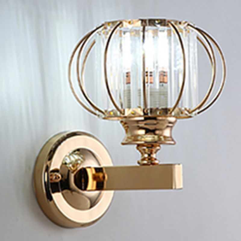 Round Crystal Wall Light Simplicity 1 Bulb Wall Mounted Lamp for Bedroom