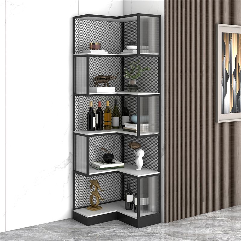 22" Wide Contemporary Shelf Closed Metal Shelves Included Bookcase