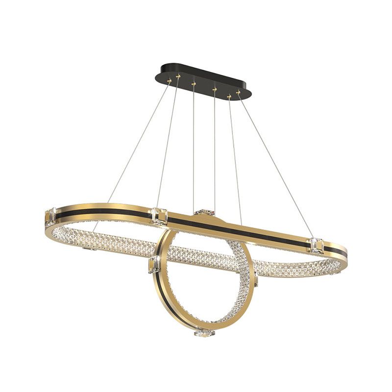 Postmodern Oblong LED Island Lighting Metallic Dining Room Suspension Lamp