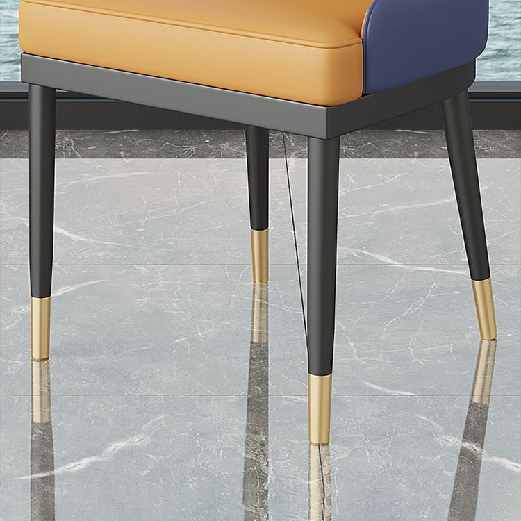 Glam Style Faux Leather Chair Metal Dining Chairs for Home Use