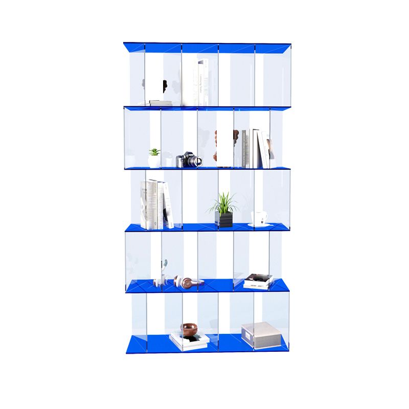 Contemporary Open Back Vertical Bookcase Acrylic Bookshelf with Shelves