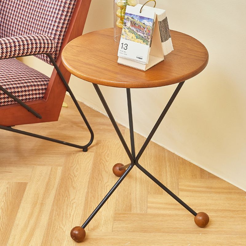 Scandinavian Solid Wood Round End Table Cross Legs Side Table