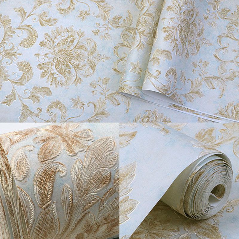 Embossed Damask Design Wall Art Bedroom Decorative European Wallpaper Roll, 20.5"W x 33'L