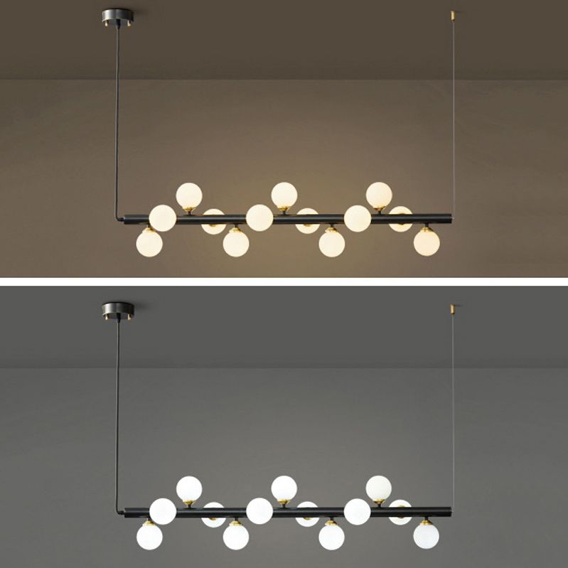 13 Lights Linear Island Pendant Modern Glass Island Light Fixture