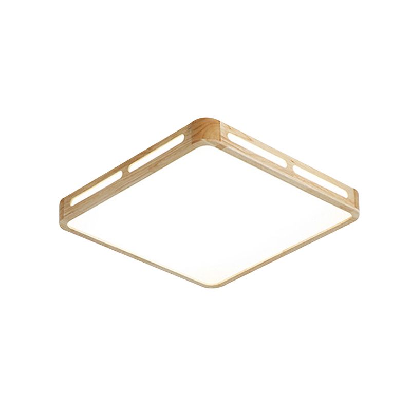 Plafonnier encastré de chambre à coucher en bois de style japonais carré LED avec abat - jour acrylique