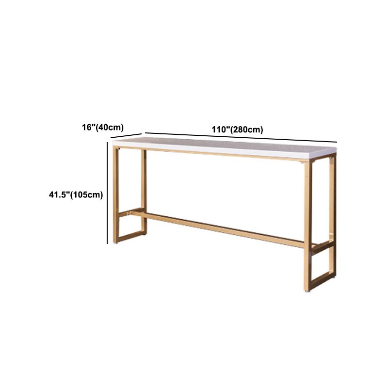 Glam 1/4 Pieces Bar Table Set Rectangle Stone Counter Table with High Stools for Kitchen