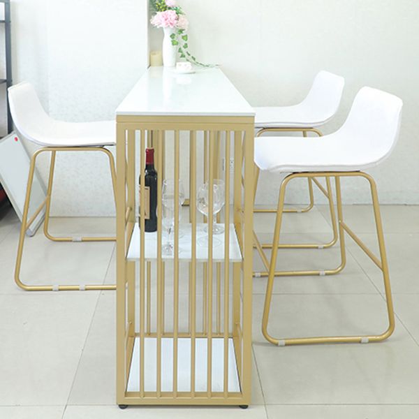 Glam 1/2/3 Pieces Bar Table Set Rectangle Stone Counter Table with High Stools