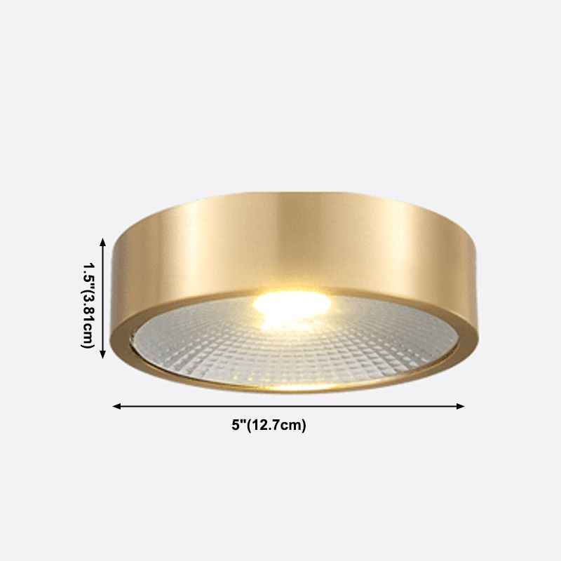 Plafonnier LED concis moderne en cuivre de forme cylindrique encastré pour porche balcon