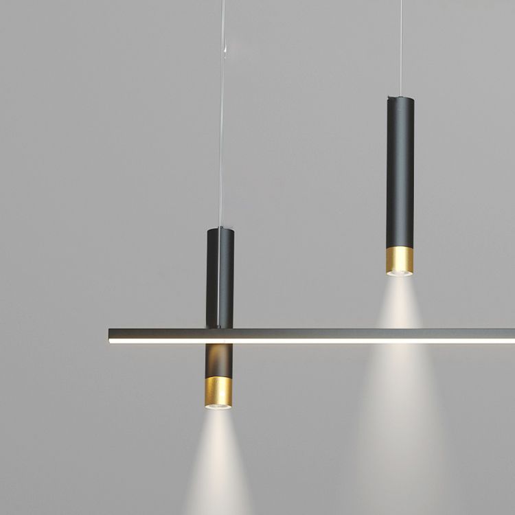 Modern Minimalist Style Linear Chandelier Lighting Fixtures Metal Island Ceiling Light