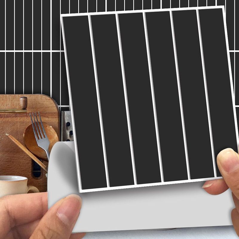 Black Minimal Adhesive Wallpaper Panels 50 Pieces 12.2-sq ft Striped Wall Art for Living Room