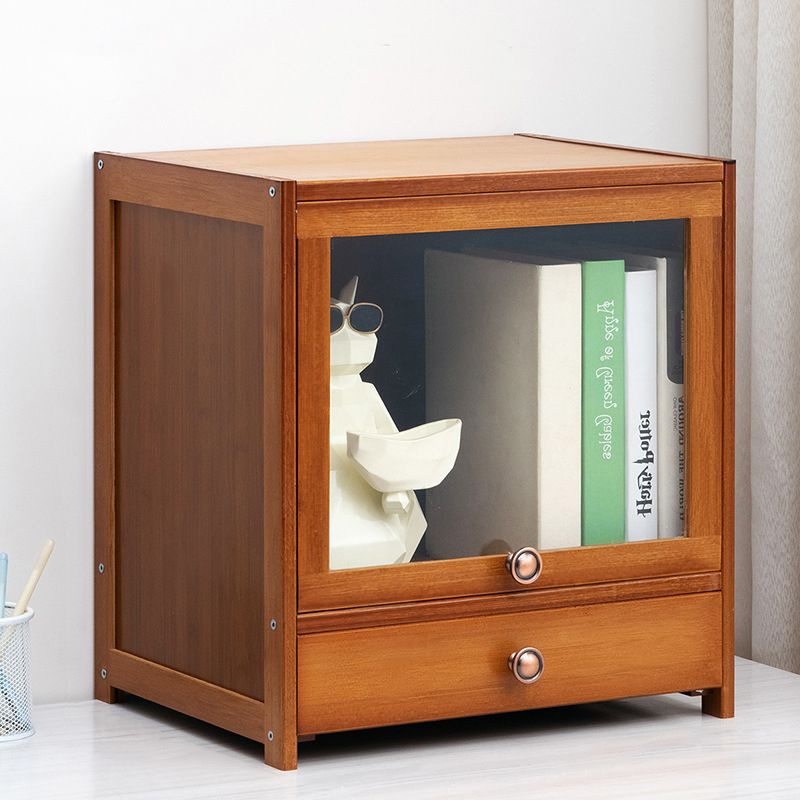 Brown Shelf Bookcase with Doors Standard Bookcase for Office