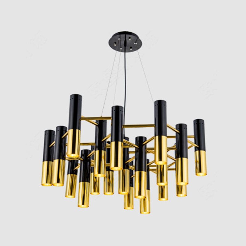 Partido colgante de metal de lámpara de araña posmoderna de oro negro para el dormitorio