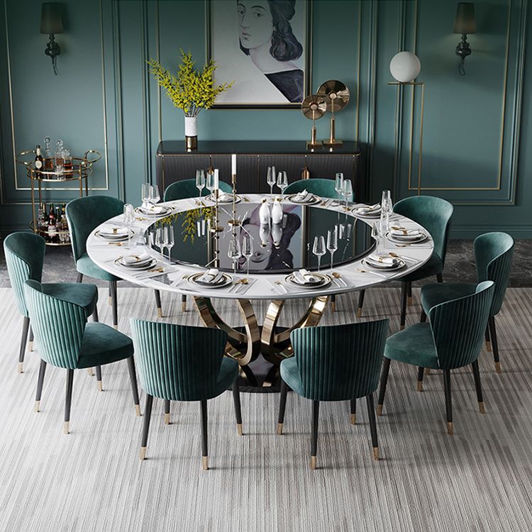 Ronde marmeren eettafel traditionele luxe eetkamercollectie met voetstukbasis