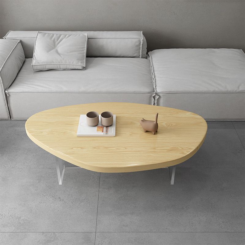Scandinavian Solid Wood Coffee Table 14.96" H Acrylic Legs Cocktail Table
