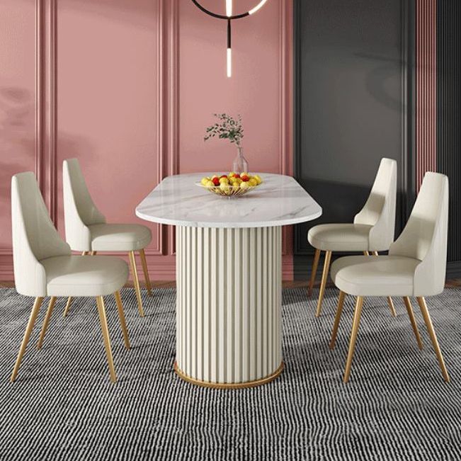 Nordic Glam Rectangle Sintered Stone Table Set 1/2/5/7 Pieces Dining Set