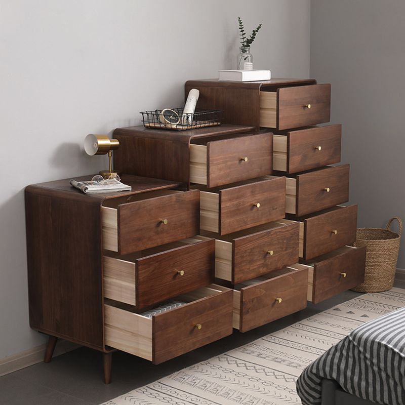 Mid-Century Modern Chest Pine Wood Drawer Knobs Rectangle Accent Chest