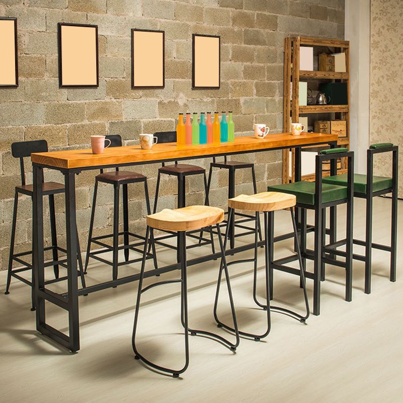 Industrial Bar Table Solid Wood Bar Height Rectangle Pub Table for Breakroom