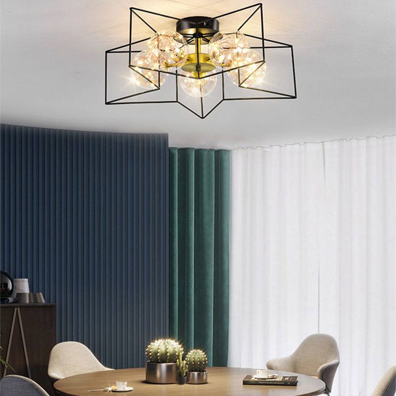 Modern Simple Iron Ceiling Light Geometry Shape Ceiling Lamp for Bedroom