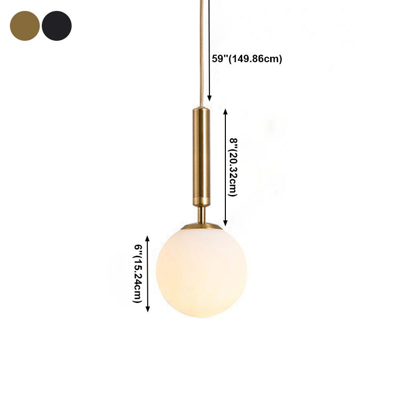 Modern Single Hanging Lamp Lacquered Globe Pendant Light with White Glass Shade
