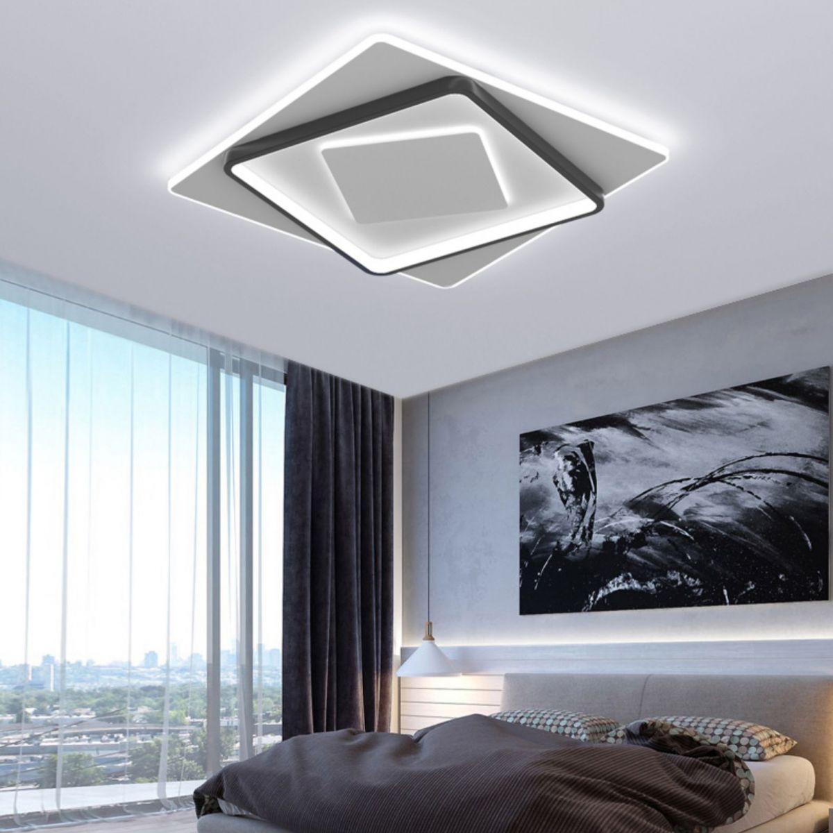 Nouveau Plafonnier LED encastré en acrylique moderne, carré, plafonnier avec 1 lumière