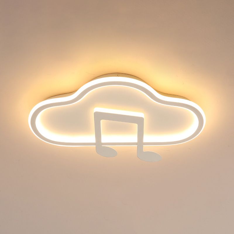 White/Pink Cloud Flush Light Fixture Creative Kids 19.5 "/23.5" Wide LED acrílico de montaje de techo de acrílico en luz cálida/blanca