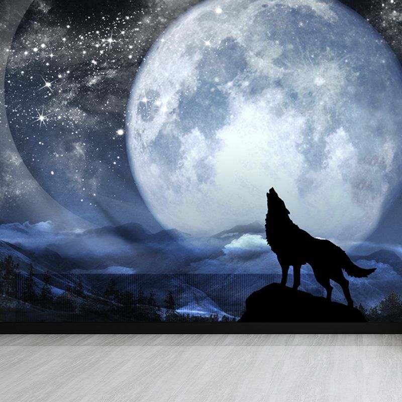 Contemporary Style Luna-Glob Mural Wallpaper Soft Color Outer Space Wall Covering