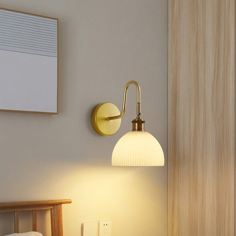 Dome Shape Glass Vanity Lamp Modern Style 1 Light Vanity Light Fixture in Gold