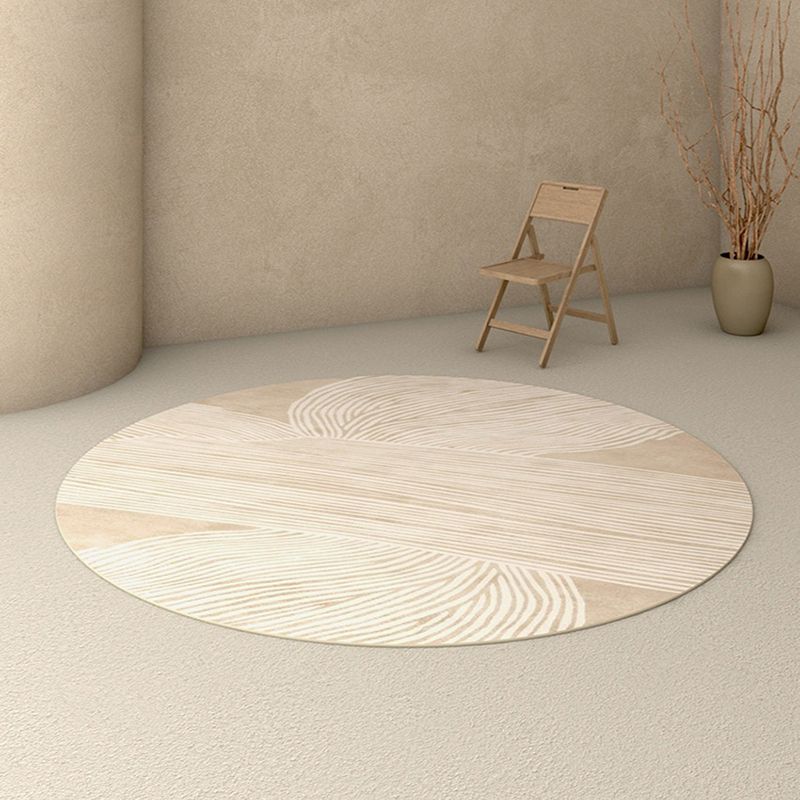 Apricot Modern Rug Polyester Stripe Indoor Rug Washable Rug for Living Room