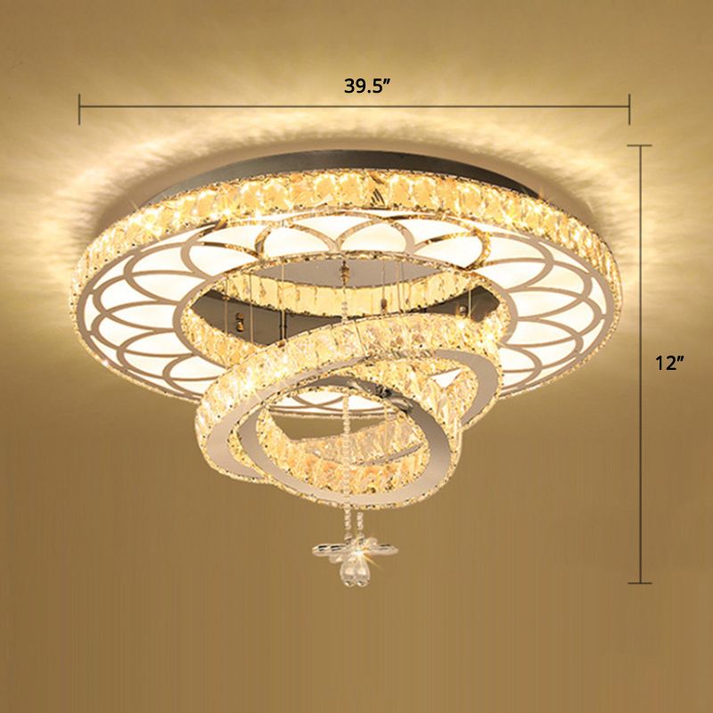 Zilverringen plafond spoeling licht eigentijdse kristallen led spoeling mount lamp armatuur voor slaapkamer