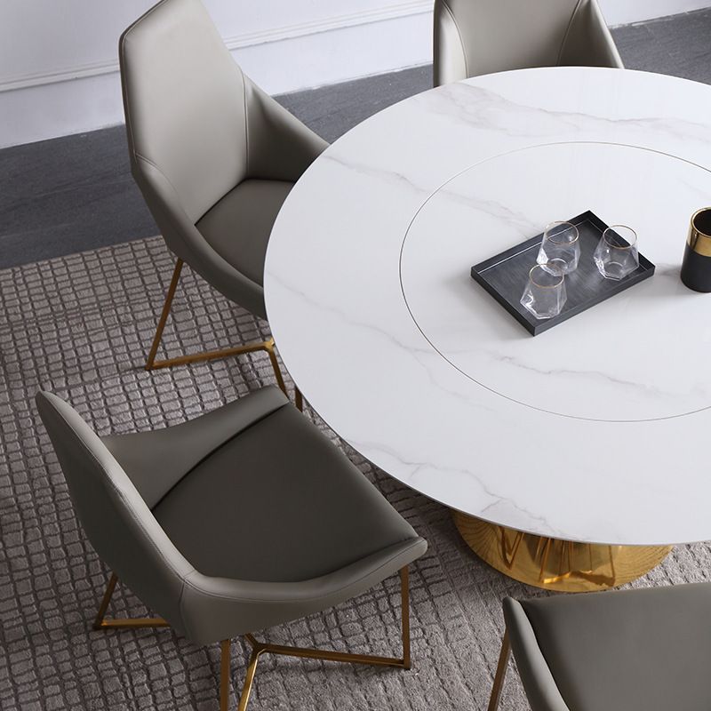 Glam 1/3/4/7 Pieces Dining Table Set with Sintered Stone Top Stainless Steel Dinette Set