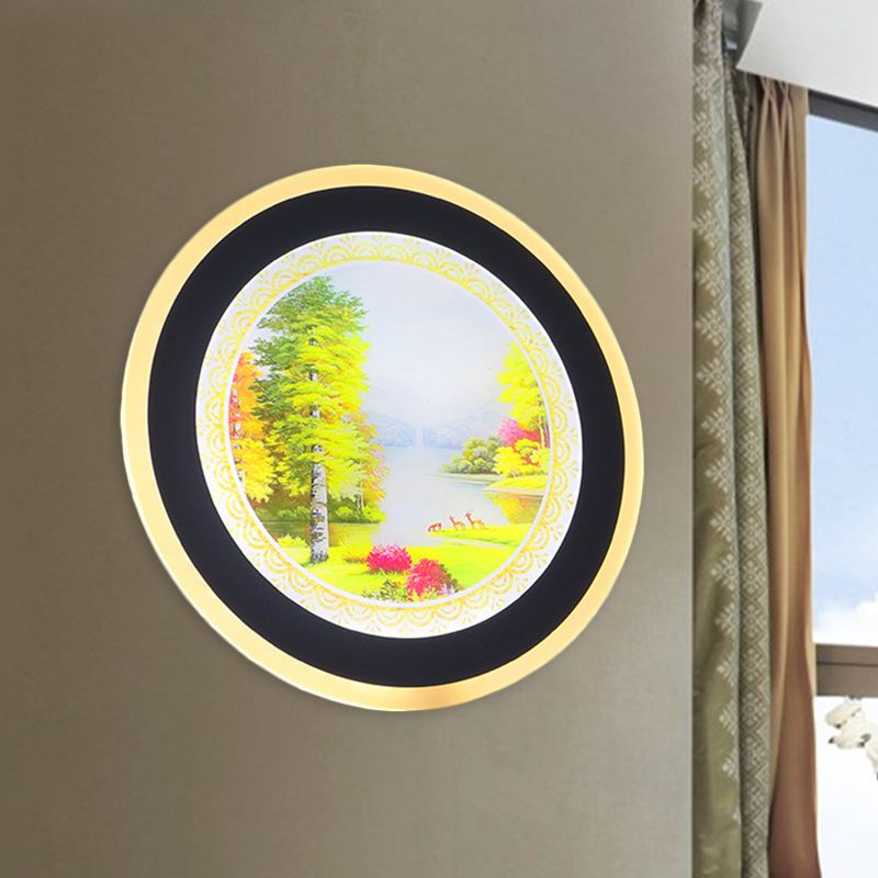 Acrylique Tree ronde Murdage Éclairage Nordique LED Murale LED Lampe en jaune / bleu pour le salon