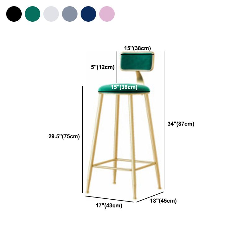Glam Low Back Counter Stool Round Upholstered Counter Height Stool for Shop