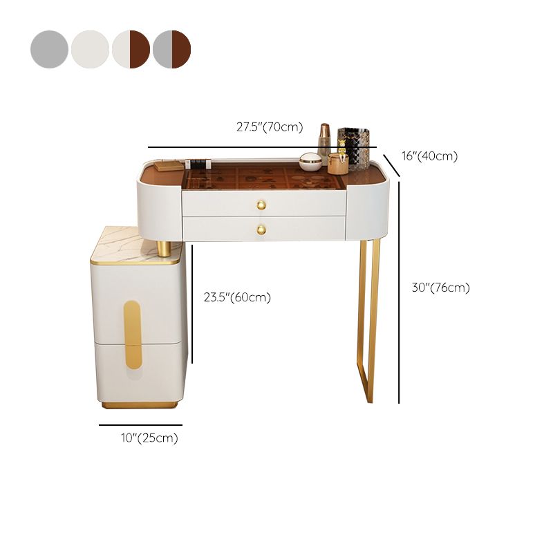 Modern Lighted Mirror Makeup Vanity Desk Storage Box Makeup Vanity Set with Drawer