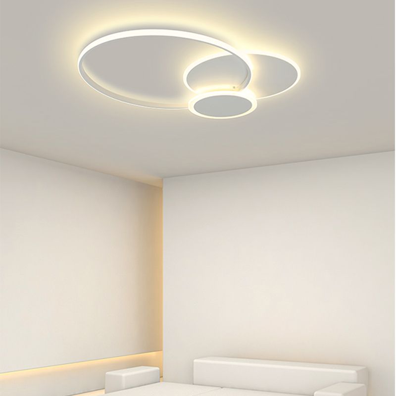 Plafonnier circulaire en fer forgé à montage encastré à LED de simplicité moderne avec abat-jour en acrylique