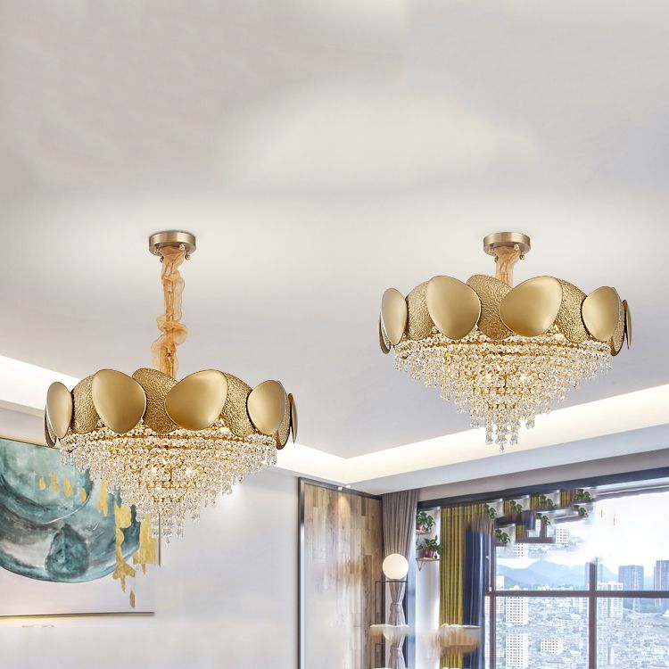 Iluminación de lámpara de lámpara de cono de estilo moderno Luz de colgante de metal transparente