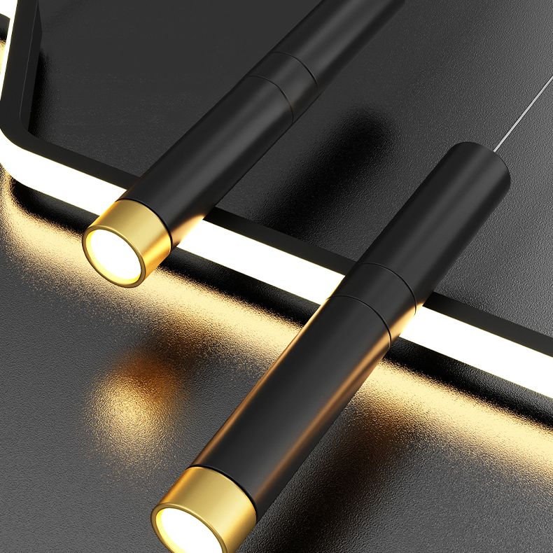 Metal Shaded Pendant Lighting Fixture Simplicity-Style LED Island Lighting Fixture in Black