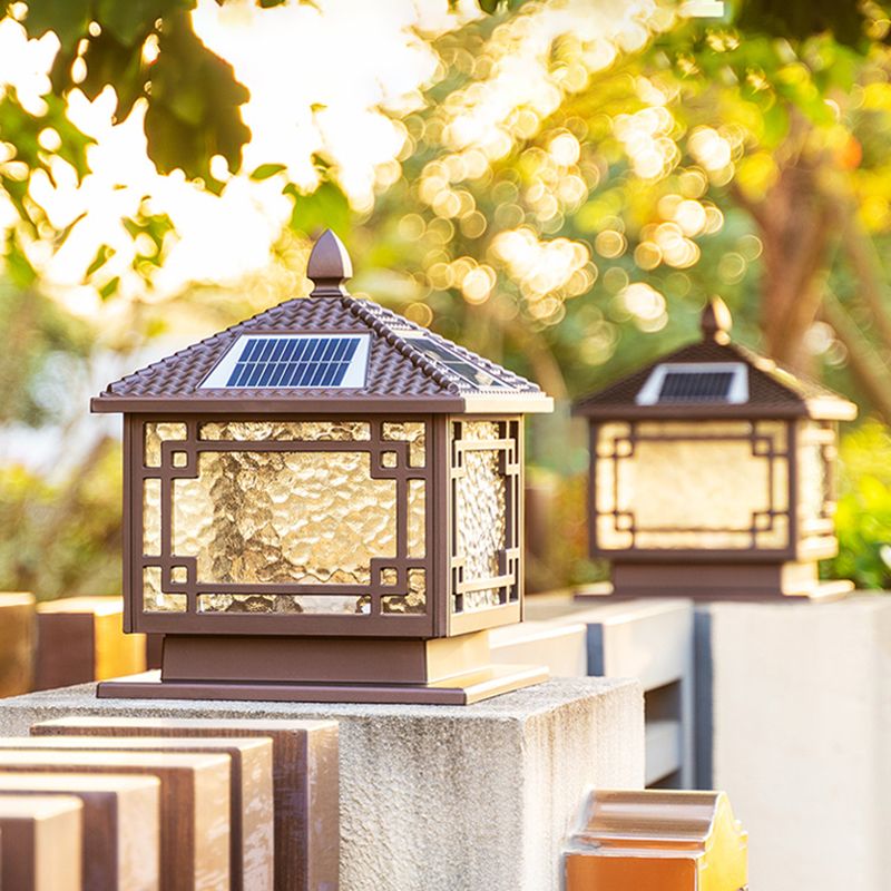 Minimalist LED Solar Lighting Fixture with Glass Shade for Garden