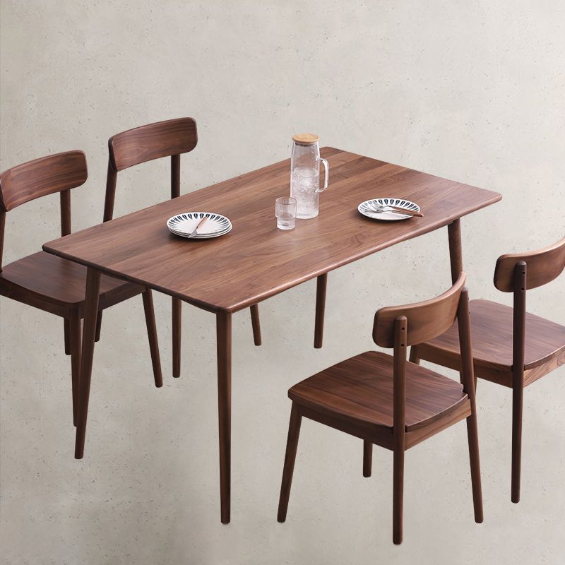 Contemporary Solid Wood Top Dining Room Furniture with Wooden 4 Legs Table Dinette Set