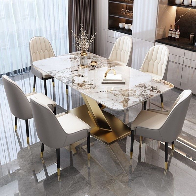Traditional Luxury Dining Table Sintered Stone Dining Table for Kitchen