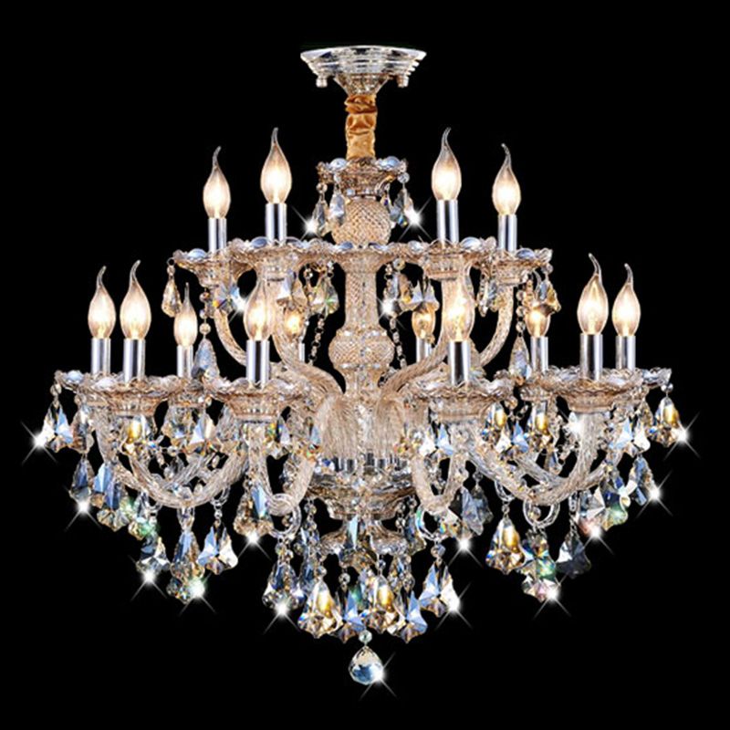 K9 Crystal Traditional Style Chandelier Light Fixtures Living Room Chandelier with Dangling Crystal Accents