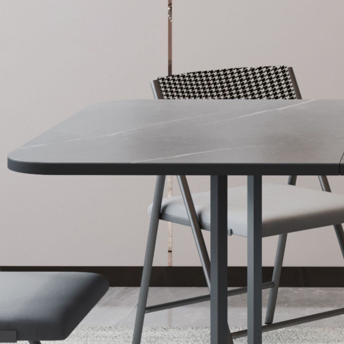Moderne stijl rechthoek eettafel gesinterde stenen drop-blad eettafel