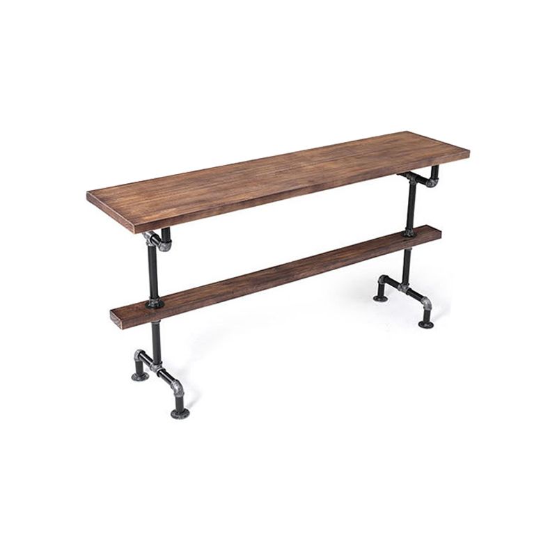 Industrial Style Wood Bar Height Table with Rectangle Table Top Trestle Table - 42" H