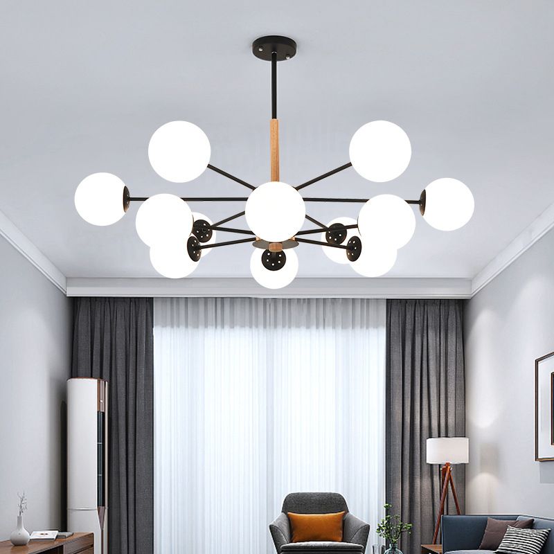 Kugelförmige Form Kronleuchter leichter moderne Glasglas Multi -Licht -Hanglampe für das Lernen
