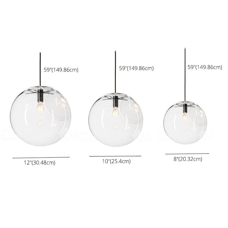 Transparent Glass Ball Suspension Light with Metallic Lamp Holder Modern Simplicity Single Light Hanging Pendant for Bedroom