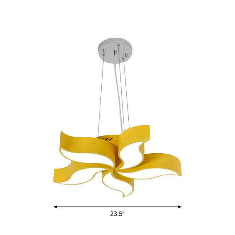 Bauhinia Like Chandelier Light Macaroon acrylique LED Yellow Suspension Éclairage