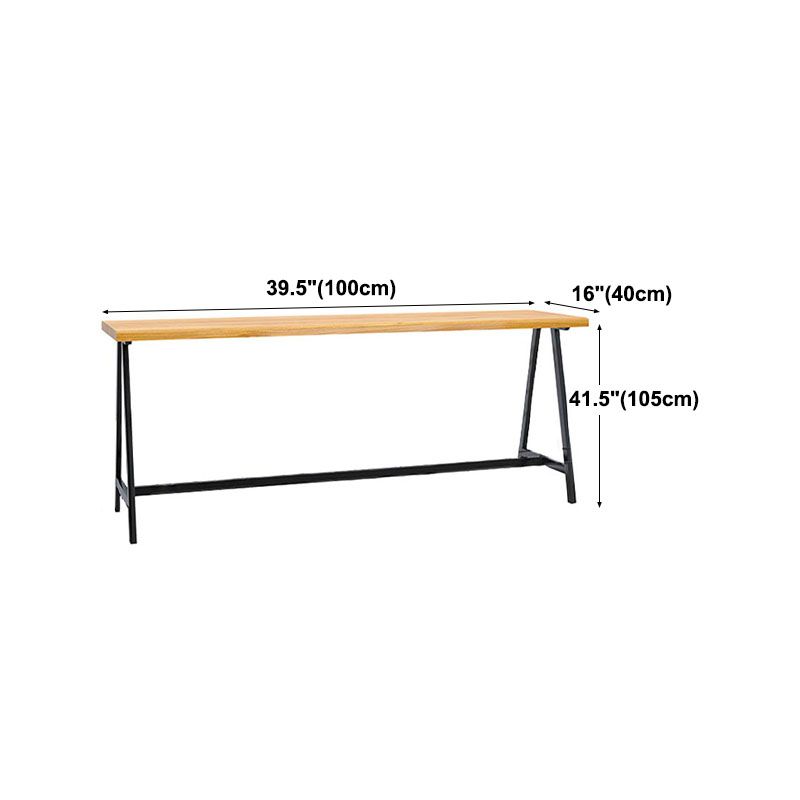 Dining Room Rectangle Wood Top Counter Table Metal Black Legs Industrial Bar Table