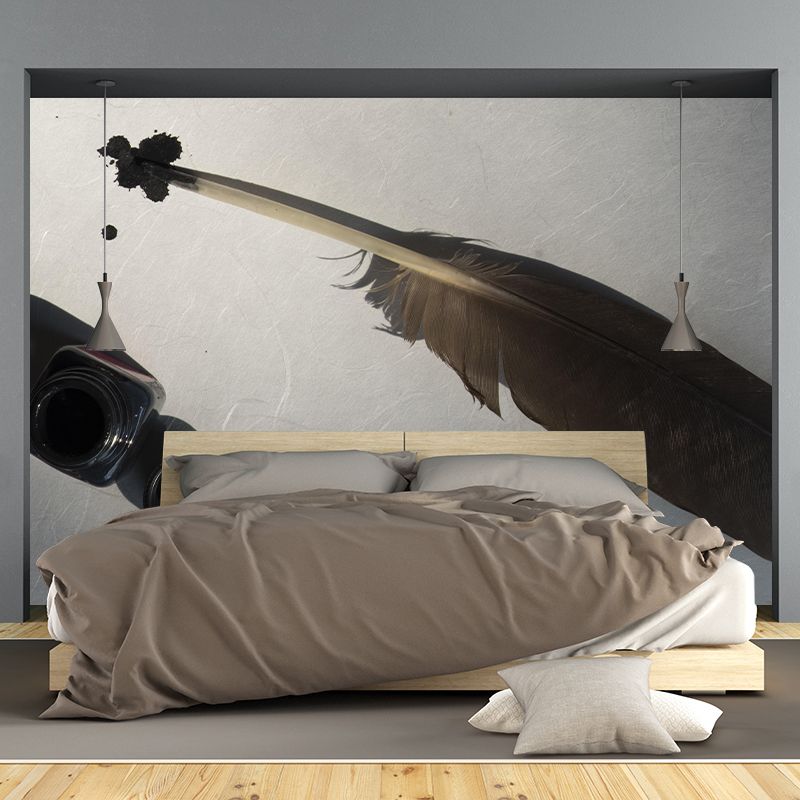 Bird Feather Wall Mural Wallpaper Mildew Resistant Wall Covering for Decoration