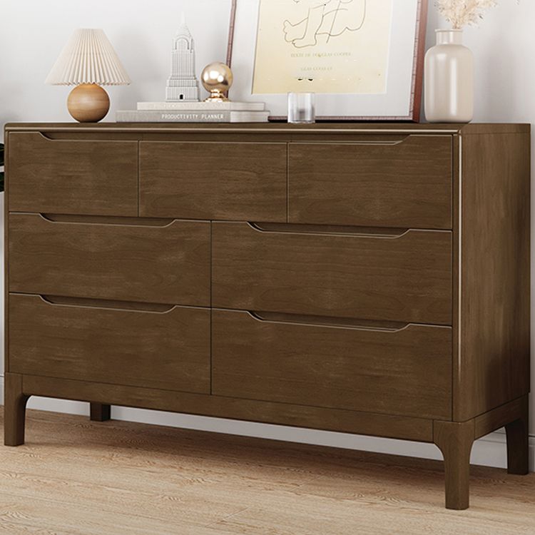 Espresso Solid Wood Accent Chest Mid-Century Modern Storage Cabinet with Drawers