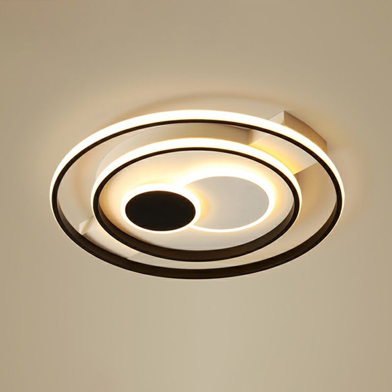 Cercle LED Plafonnier Simplicité Acrylique Noir Lampe Encastrée pour Chambre